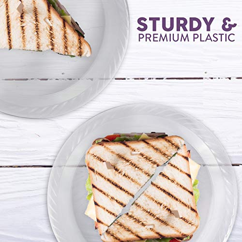 9 Inch Disposable Clear Plastic Plates In Bulk By Framo for Party and Dinner,And For Any Occasion, Microwaveable, BBQ, Travel, and Events (9 Inch 120 pack)