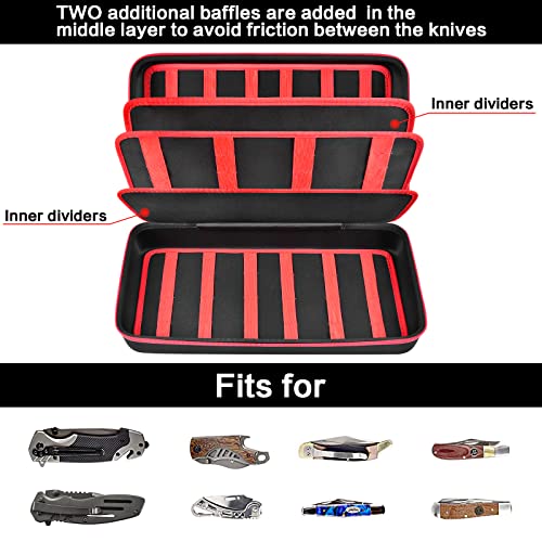 Knife Display Case for 64+ Pocket Knives, Folding Knives Cases for Collections, Butterfly Knife Storage Bag Holder Roll Organizer for Survival, Tactical, Outdoor, Kitchen, EDC Mini Knife (Box Only)