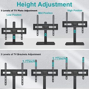 Universal TV Stand, Swivel TV Stand Base Fits Most 37 to 70 Inch LCD LED Screens, 9 Levels Height Adjustable Table Top TV Stand with Tempered Glass Base, Holds up to 88lbs, Max VESA 600x400mm