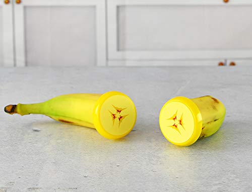 HOME-X Fresh Banana Cover, Reusable Produce Keeper, Banana End Caps, Set of 2-2” D x 1” H, Yellow