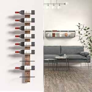 J JACKCUBE DESIGN Wall Mount Wine Rack Organizer for 9 Bottles, Elegant and Simple Rustic Wood Wine Storage Display Holder for Kitchen and Home Décor- MK699A