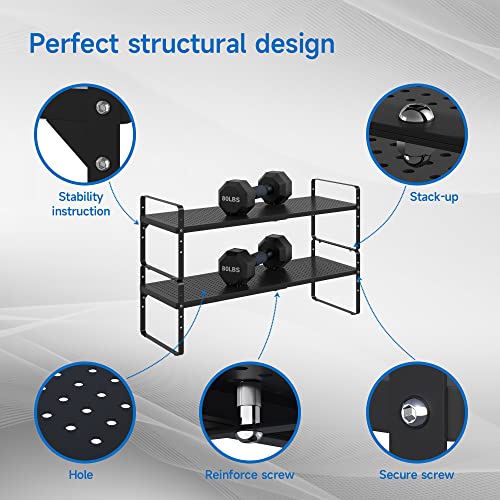 Expandable Cabinet Shelf Organizer Adjustable Metal Spice Rack Stackable Freestanding Counter Storage Shelves for Kitchen Cabinet Under Sink Office Desk (Black - 1Pack - L16.5-27'' * W10.2'' * H9.6'')