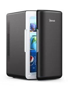 astroai mini fridge 2.0, 6 liter/8 cans skincare fridge 110v ac/ 12v dc portable thermoelectric cooler and warmer refrigerators for bedroom, beverage, cosmetics (black)