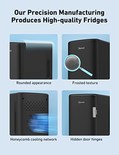 AstroAI Mini Fridge 2.0, 6 Liter/8 Cans Skincare Fridge 110V AC/ 12V DC Portable Thermoelectric Cooler and Warmer Refrigerators for Bedroom, Beverage, Cosmetics (Black)