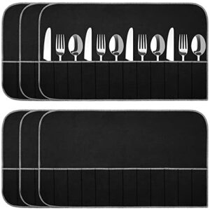 6 pcs anti tarnish silver storage bags silver storage cloth felt flatware organizer anti tarnish silver protector bags place setting roll with white ribbon for kitchen cutlery utensils