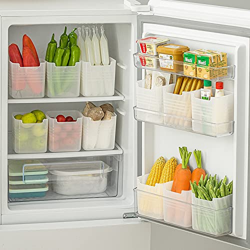 Set of 6 Refrigerator Organizer Bins, Door Shelf Basket Storage Bins for Fridge, Counter, Cabinet, Pantry Kitchen Organization and Food Storage - Plastic Organizers Bin, BPA Free
