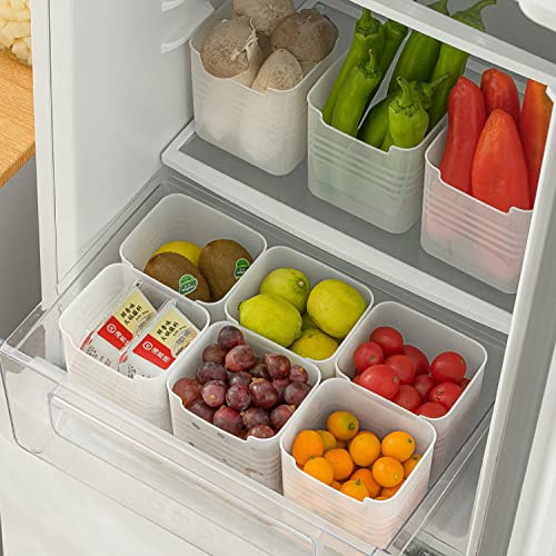 Set of 6 Refrigerator Organizer Bins, Door Shelf Basket Storage Bins for Fridge, Counter, Cabinet, Pantry Kitchen Organization and Food Storage - Plastic Organizers Bin, BPA Free