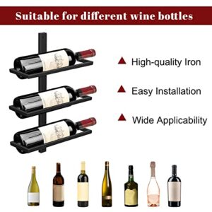 Wall Mounted Wine Bottle Rack Holder Storage Organizer, Industrial Metal Hanging Wine Display Shelf Holds 9 Bottles, Separable Wall Wine Rack for Wine Theme Decor Beverages Liquor Bottle Storage