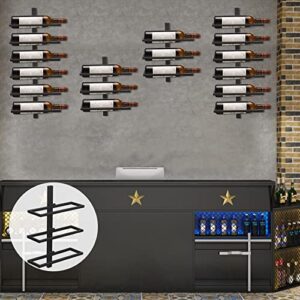 Wall Mounted Wine Bottle Rack Holder Storage Organizer, Industrial Metal Hanging Wine Display Shelf Holds 9 Bottles, Separable Wall Wine Rack for Wine Theme Decor Beverages Liquor Bottle Storage