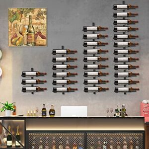 Wall Mounted Wine Bottle Rack Holder Storage Organizer, Industrial Metal Hanging Wine Display Shelf Holds 9 Bottles, Separable Wall Wine Rack for Wine Theme Decor Beverages Liquor Bottle Storage