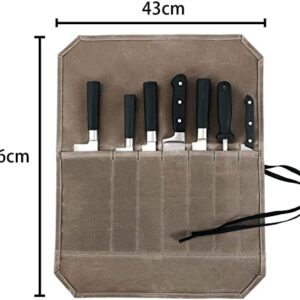 Knife Bag ,Knife Roll,Heavy Duty Knife Case,Waxed Canvas Chef Knife Roll Bag,Fold Up Knife Holders,Canvas Cutlery Holder with 6 Slots, Case Cooking Utensils.Knife Carrying Case Roll.Knives Protectors.