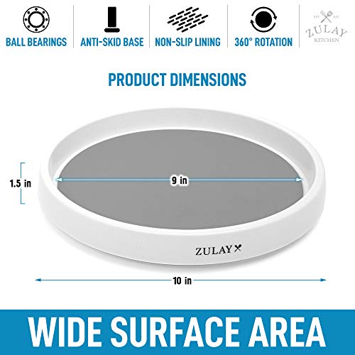 Zulay (10 inch) Rotating Lazy Susan - Lazy Susan Cabinet Organizer With Silicone Padded Grip - Kitchen Turntable Organizer With Non-Skid Base & Rimmed Edge for Cabinet, Pantry & Bathroom (Light Gray)