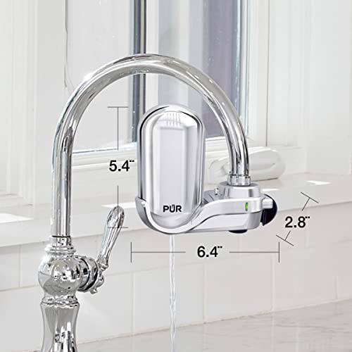 PUR PLUS Faucet Mount Water Filtration System, Chrome – Vertical Faucet Mount Water Filter for Sink – Crisp, Great-Tasting Filtered Water, FM3700