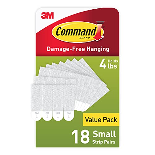 Command Small Picture Hanging Strips, Damage Free Hanging Picture Hangers, No Tools Wall Hanging Strips for Living Spaces, 18 White Adhesive Strip Pairs(36 Command Strips)