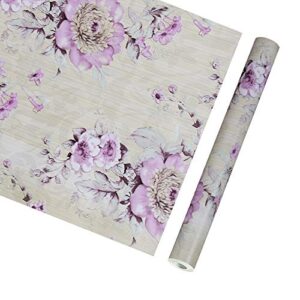 yifely vintage purple peony self-adhesive kitchen shelf drawer liner moisture proof pvc mat 45x300cm