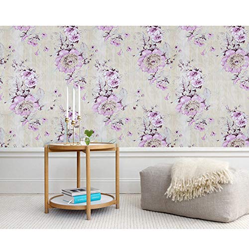 Yifely Vintage Purple Peony Self-Adhesive Kitchen Shelf Drawer Liner Moisture Proof PVC Mat 45x300cm