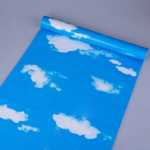 yifely blue sky white clound shelf liner paper self adhesive vinyl wallpaper for bedroom living room 17×118 inch