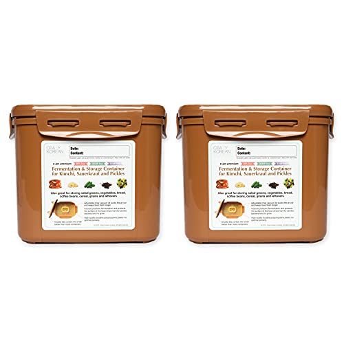 Authentic Crazy Korean Cooking Kimchi Container 0.9 Gal (3.4L) 2 PACK