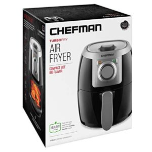 CHEFMAN Small, Compact Air Fryer Healthy Cooking, 2 Qt, Nonstick, User Friendly and Adjustable Temperature Control w/ 60 Minute Timer & Auto Shutoff, Dishwasher Safe Basket, BPA - Free, Black