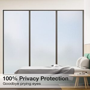 Window Film Frosted Glass Window Privacy Film No Glue Bathroom Window Privacy Film Static Cling Non-Adhesive Sun Blocking Heat Resistant Nighttime Privacy Covering Light Filtering