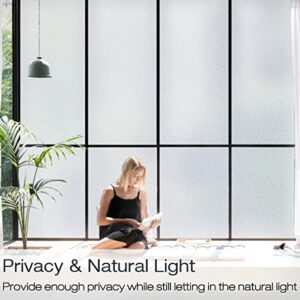 Window Film Frosted Glass Window Privacy Film No Glue Bathroom Window Privacy Film Static Cling Non-Adhesive Sun Blocking Heat Resistant Nighttime Privacy Covering Light Filtering