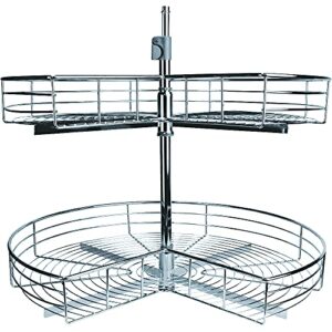 imex kidney shaped lazy susan – wire rotating corner organizer, turntable for cabinet, chrome (wire susan 32” kidney shape)