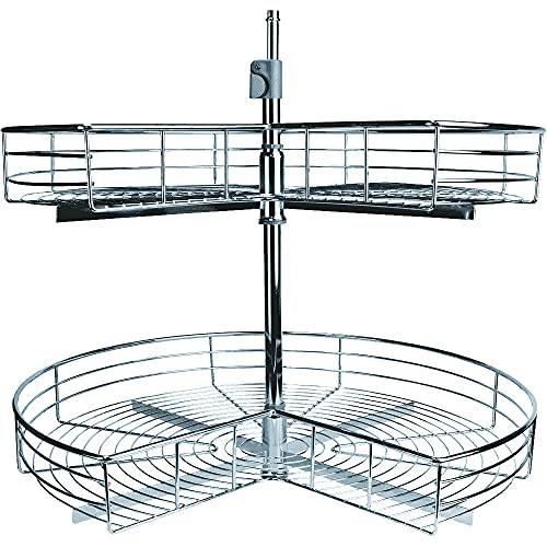 IMEX Kidney Shaped Lazy Susan - Wire Rotating Corner Organizer, Turntable for Cabinet, Chrome (Wire Susan 32” Kidney Shape)