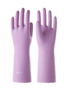 wahoo pvc dishwashing cleaning gloves, skin-friendly, reusable kitchen gloves with cotton flocked liner, non-slip, medium