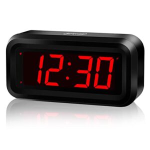 kwanwa alarm clock, wall clock, battery operated, adjustable 3-level led brightness, dim night model, 12/24hr, cordless, constantly 1.2” red digits display, small clock for bedroom
