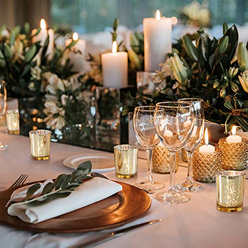 LETINE Gold Votive Candle Holders Set of 36 - Speckled Mercury Gold Glass Candle Holder Bulk - Ideal Candle Jars for Wedding Centerpieces, Party Supplies, Holiday Day Table Decor