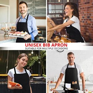 Utopia Kitchen Adjustable Bib Apron (2-Pack) Water Oil Resistant Chef Cooking Kitchen Aprons with Pockets for Men Women (Black)