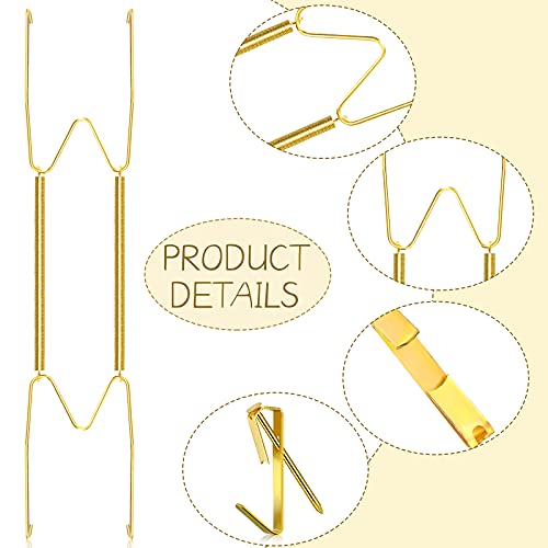 20 Pieces 20 Pieces Plate Hangers 4/5, 6, 8, 10 Inches Invisible Wall Plate Hangers Stainless Decorative Wire Plate Hangers with 20 Pieces Hangers Hook with Nails for Antique Plates and Art (Gold)