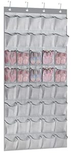 kimbora large hanging storage organizer wide over the door pantry organizer kids shoe rack with 40 mesh pockets for bathroom cleaning room, grey