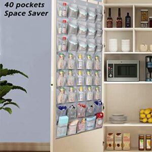 KIMBORA Large Hanging Storage Organizer Wide Over the Door Pantry Organizer kids Shoe Rack with 40 Mesh Pockets for Bathroom Cleaning Room, Grey