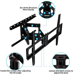 HOMEVISION Full Motion TV Wall Mount for Most 32-75 inch TVs, TV Mount Swivel and Tilt with Dual Articulating Arms,TV Wall Mount Bracket Holds up to132lbs Max VESA 600x400mm Fits 12/16" Wood Stud