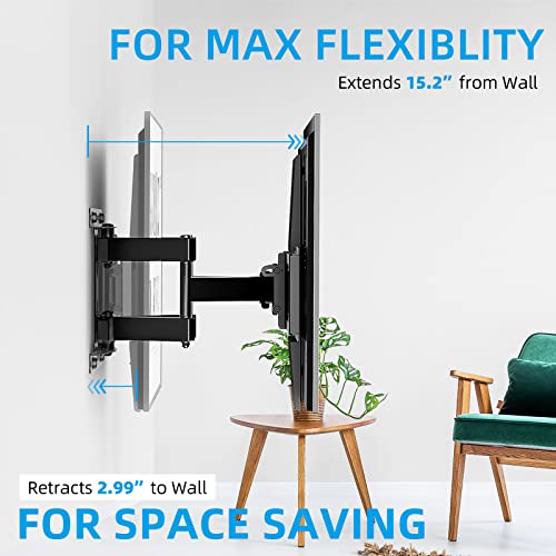 HOMEVISION Full Motion TV Wall Mount for Most 32-75 inch TVs, TV Mount Swivel and Tilt with Dual Articulating Arms,TV Wall Mount Bracket Holds up to132lbs Max VESA 600x400mm Fits 12/16" Wood Stud