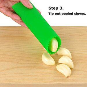 Sinnsally Garlic Peeler Skin Remover Roller Keeper,Easy Quick to Peeled Garlic Cloves with Best Silicone Tube Roller Garlic Peeling Kitchen Tool(3 Colors)