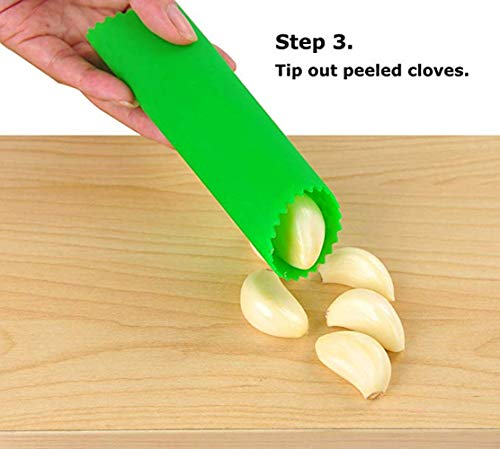 Sinnsally Garlic Peeler Skin Remover Roller Keeper,Easy Quick to Peeled Garlic Cloves with Best Silicone Tube Roller Garlic Peeling Kitchen Tool(3 Colors)