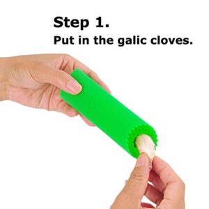 Sinnsally Garlic Peeler Skin Remover Roller Keeper,Easy Quick to Peeled Garlic Cloves with Best Silicone Tube Roller Garlic Peeling Kitchen Tool(3 Colors)