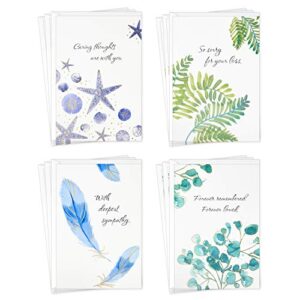 hallmark sympathy cards assortment, watercolor nature (12 assorted thinking of you cards with envelopes)