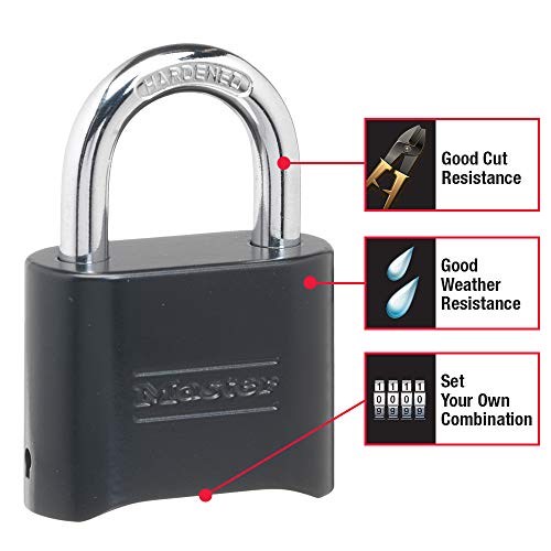 Master Lock Combination Lock, Set Your Own Combination Lock, Indoor and Outdoor Padlock, Weatherproof Code Lock, 178D