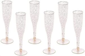 oojami gold glitter plastic classicware glass like champagne wedding parties toasting flutes (1 box = quantity 30)