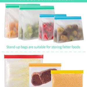 ANPHSIN 24 Pack Reusable Food Storage Bags- Stand Up & Flat Ziplock Bags BPA Free Freezer Bags, 10 Leakproof Sandwich Bags, 8 Food Grade Gallon Bags, 6 Resealable Snack Bags for Meat Veggies Fruit