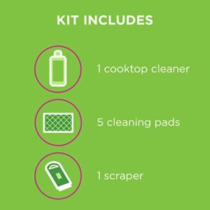 Affresh Cooktop Cleaning Kit, Safe for Glass & Ceramic Cooktops, Includes 5 oz cleaner, 5 pads, 1 scraper