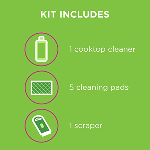 Affresh Cooktop Cleaning Kit, Safe for Glass & Ceramic Cooktops, Includes 5 oz cleaner, 5 pads, 1 scraper