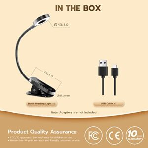 enclize Book Light for Reading in Bed,Rechargeable LED Reading Light with Stepless Brightness & 3 Color Temperature, Easy Clip On Reading Lamp for Reading at Night in Bed for Bookworms,Students，Black