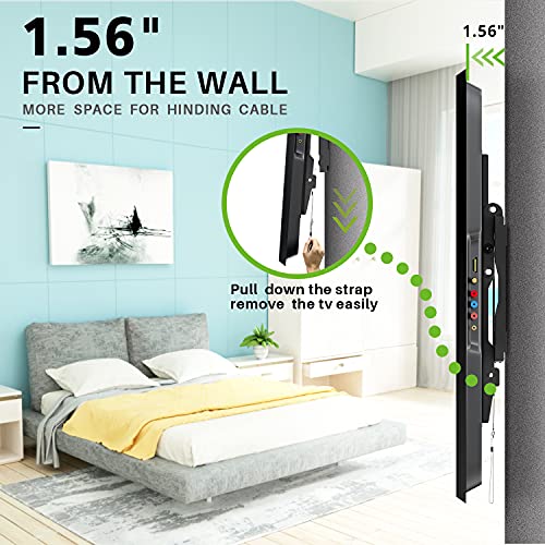 Tilting TV Wall Mount Low Profile for Most 26-55" Flat Screen LED, LCD, Curved TVs, Tilt TV Mount Bracket VESA 400x400mm- Holds Up to 99lbs, Easily Lock and Release to Mount on 12" or 16" Stud