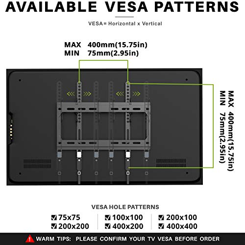 Tilting TV Wall Mount Low Profile for Most 26-55" Flat Screen LED, LCD, Curved TVs, Tilt TV Mount Bracket VESA 400x400mm- Holds Up to 99lbs, Easily Lock and Release to Mount on 12" or 16" Stud