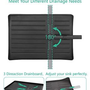 Dish Drying Rack - Large Size Multifunctional Drain Board Set, Durable Tableware Drainer with Adjustable Rotating Drain, Model:DDR-001,by WEIKER. Black 16.15inch x 13inch x 4.2inch