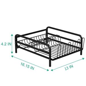 Dish Drying Rack - Large Size Multifunctional Drain Board Set, Durable Tableware Drainer with Adjustable Rotating Drain, Model:DDR-001,by WEIKER. Black 16.15inch x 13inch x 4.2inch